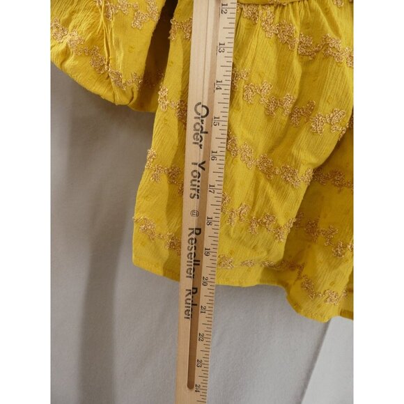 VICI Womens Small Babydoll Top Divine Puff Sleeve Peasant Boho Mustard - Picture 5 of 9